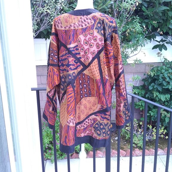 Rho Designs 100% Cotton Open Long Lagen Look Printed Jacket Art Teacher - Picture 3 of 6